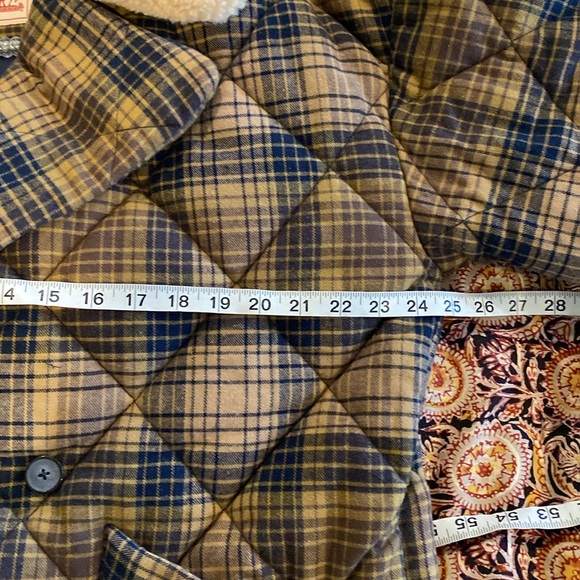 NWT Levi's Quilted Cocoon double breasted lined plaid Coat Sherpa collar medium - Picture 12 of 14